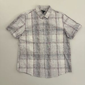 White Maroon Striped Alfani SS XL Button Up Shirt Extra Large Paisley Pattern